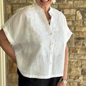 Chico’s Linen Embroidered Shirt